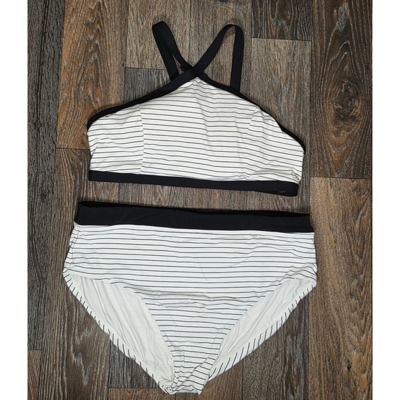 CALIA by Carrie Underwood Other - CALIA by Carrie Underwood Womens Striped Bikini Set XL Top 1X Bottoms Black